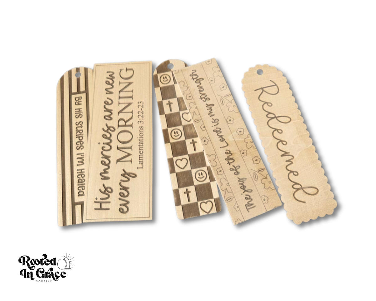 Unfinished Wood Redeemed Bookmark | Engraved | Rooted in Faith | up to 12" DIY
