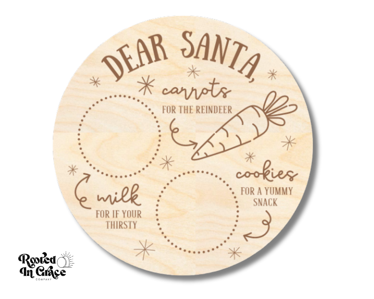 Unfinished Wood Dear Santa Round | Engraved | Rooted in Faith | up to 18" DIY