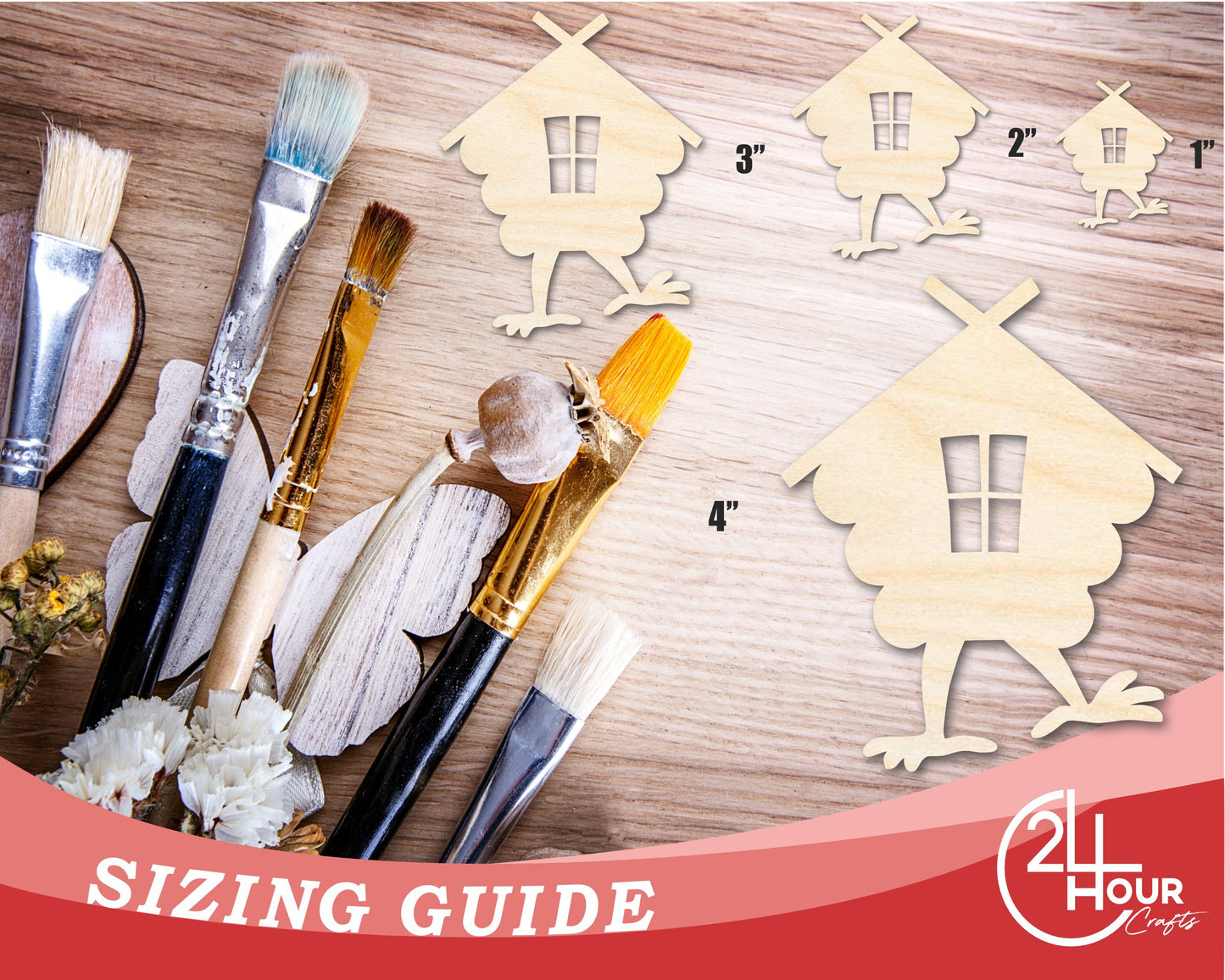 Unfinished Baba Yaga House Wood Cutout Shape | DIY Craft Cutout | up to 46" DIY