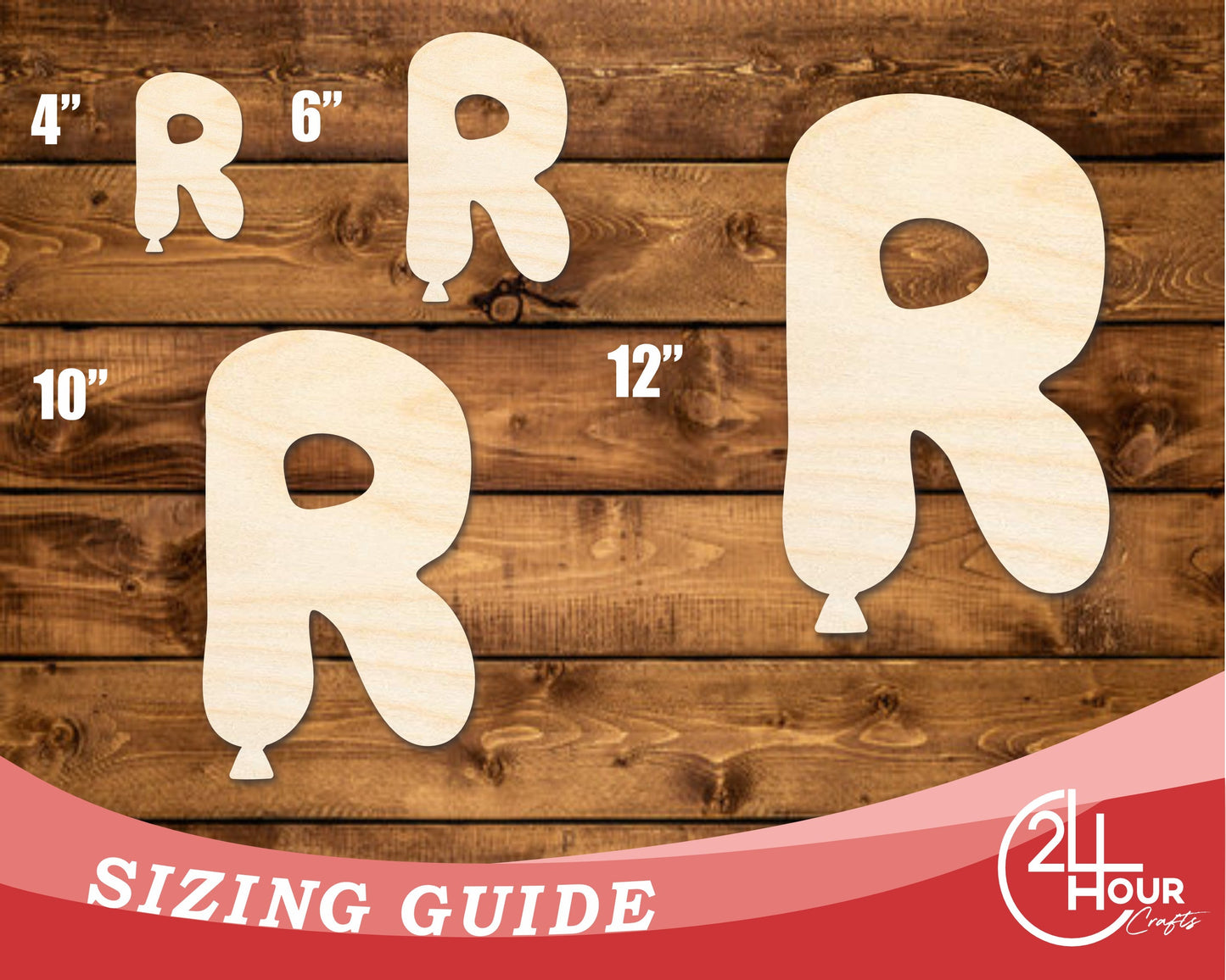 Unfinished Wood Balloon Letter R Shape | DIY Craft Cutout | up to 46" DIY