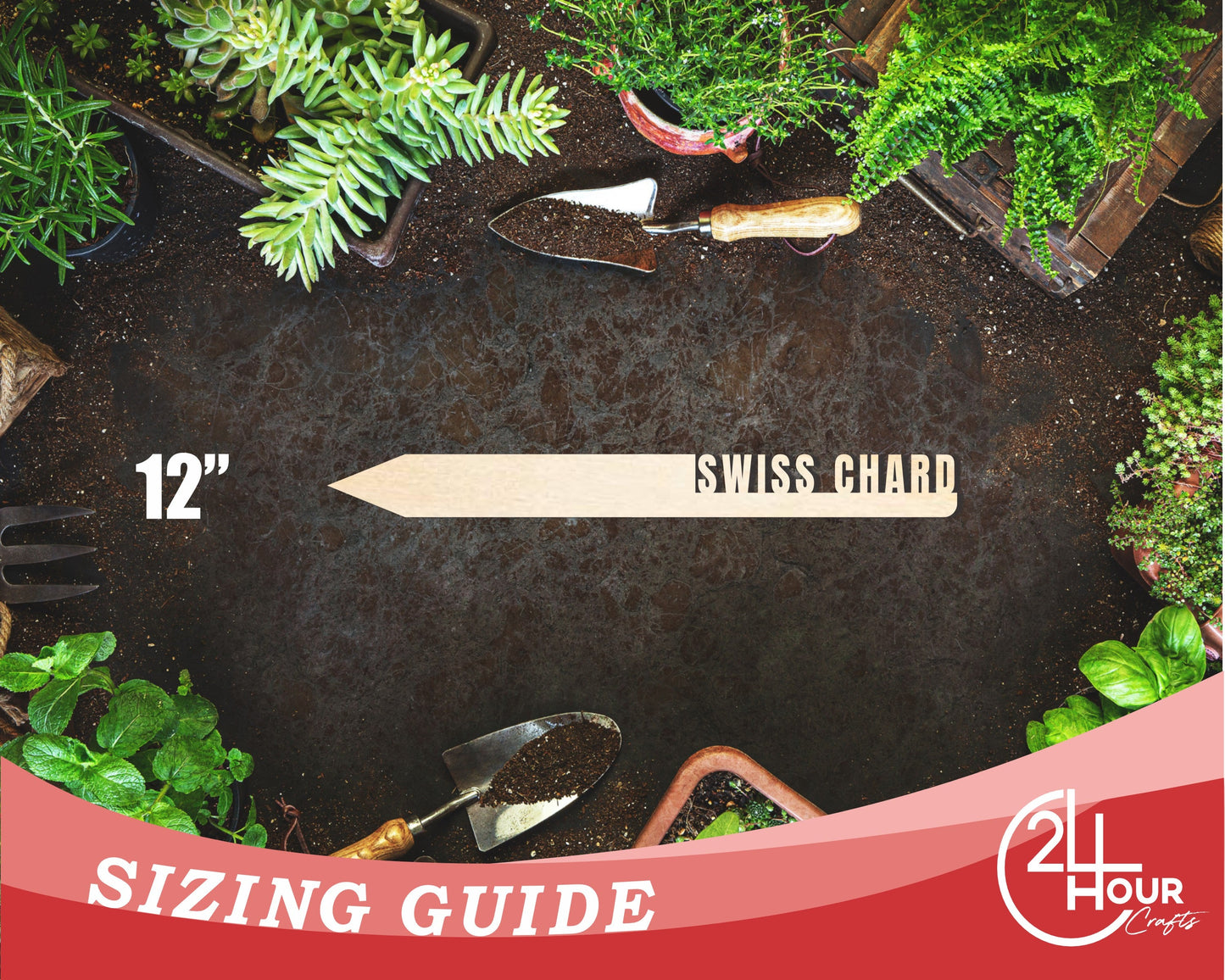 Unfinished Wood Swiss Chard Garden Stake | DIY Craft Cutout | up to 24" DIY