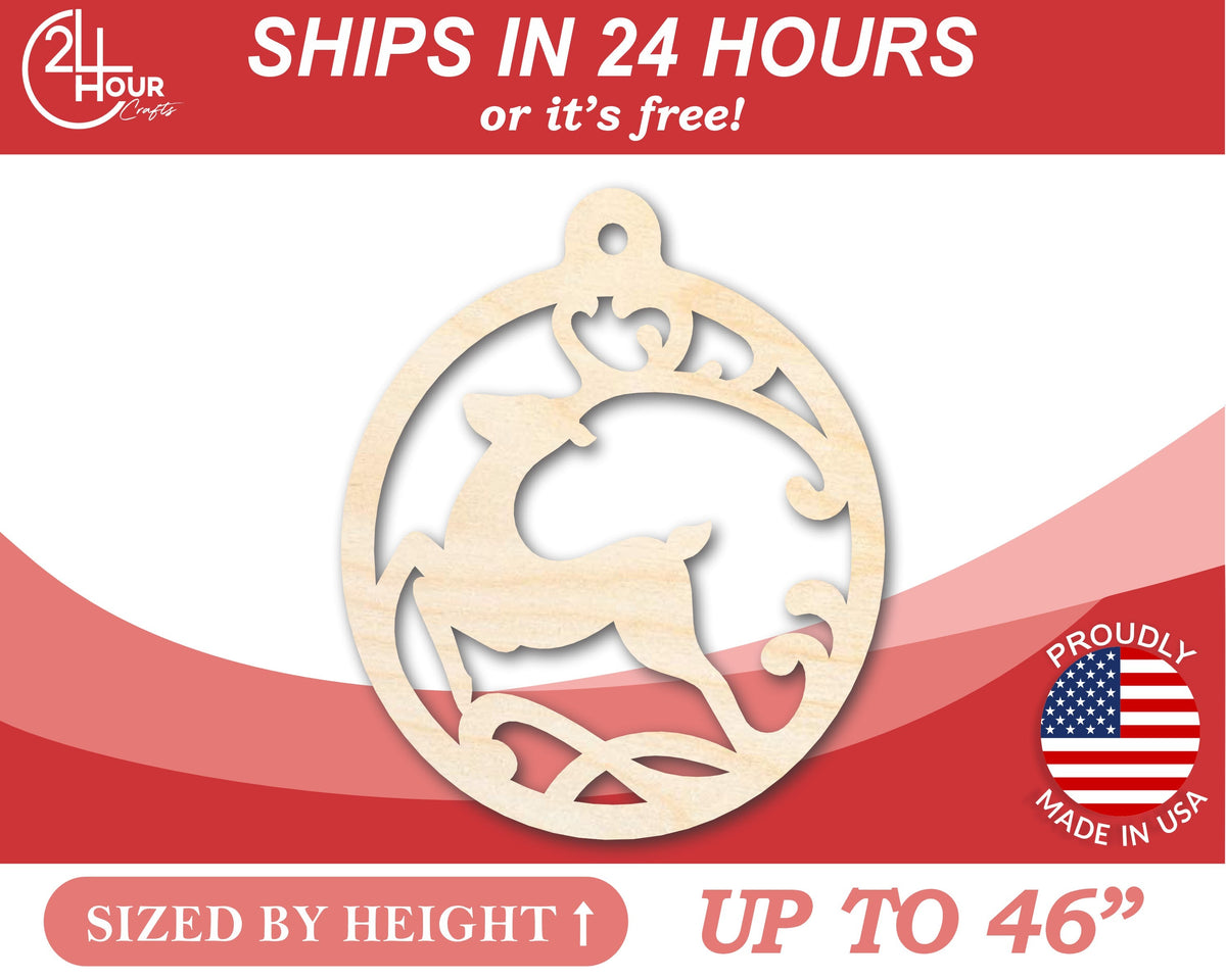 Unfinished Wood Flying Reindeer Ornament Shape - Craft - up to 46" DIY