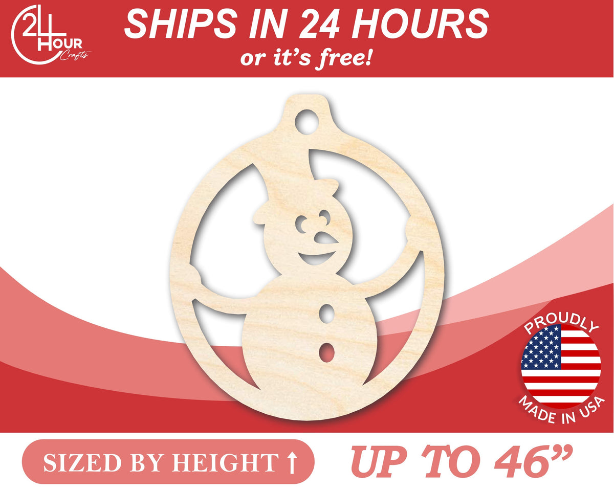 Unfinished Wood Snowman Ornament Shape - Craft - up to 46" DIY