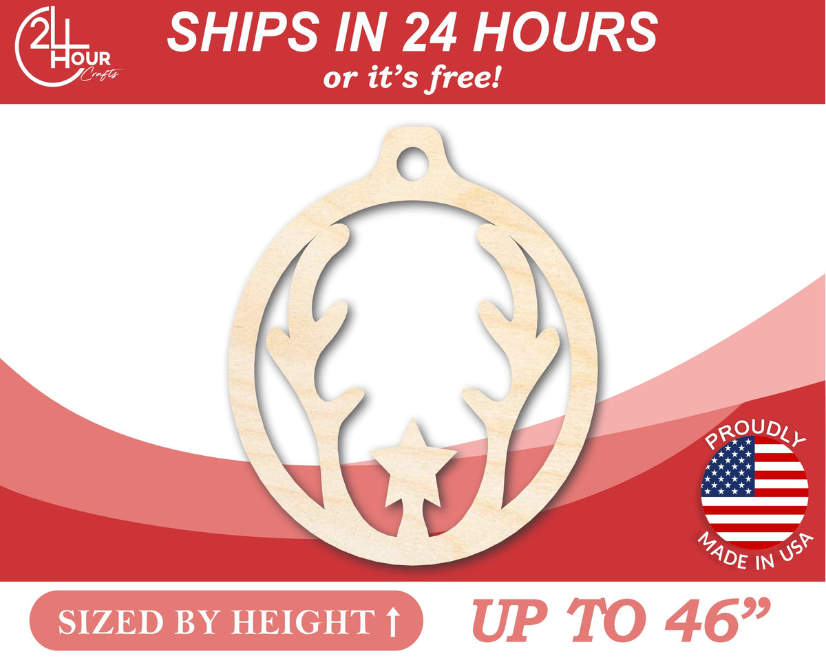Unfinished Wood Antler Ornament Shape - Craft - up to 46" DIY