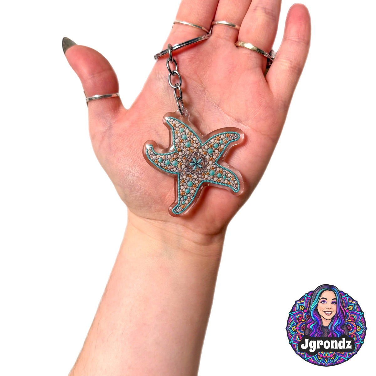 Double Sided Starfish acrylic/epoxy printed keychain