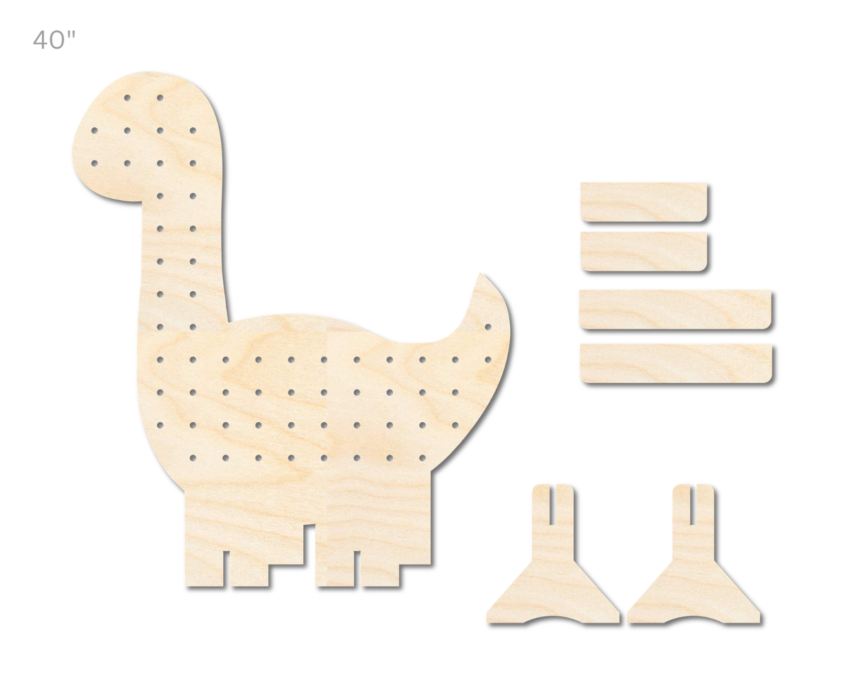 Unfinished Wood Dinosaur Standing Peg Board | Standing Wood Peg Board | 1/2" & 1/4" Thick Wood | up to 40"