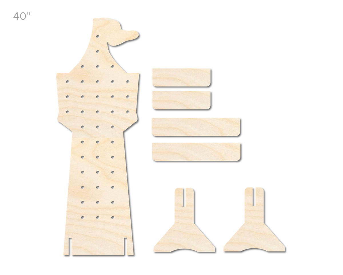 Unfinished Wood Tower Standing Peg Board | Standing Wood Peg Board | 1/2" & 1/4" Thick Wood | up to 40"
