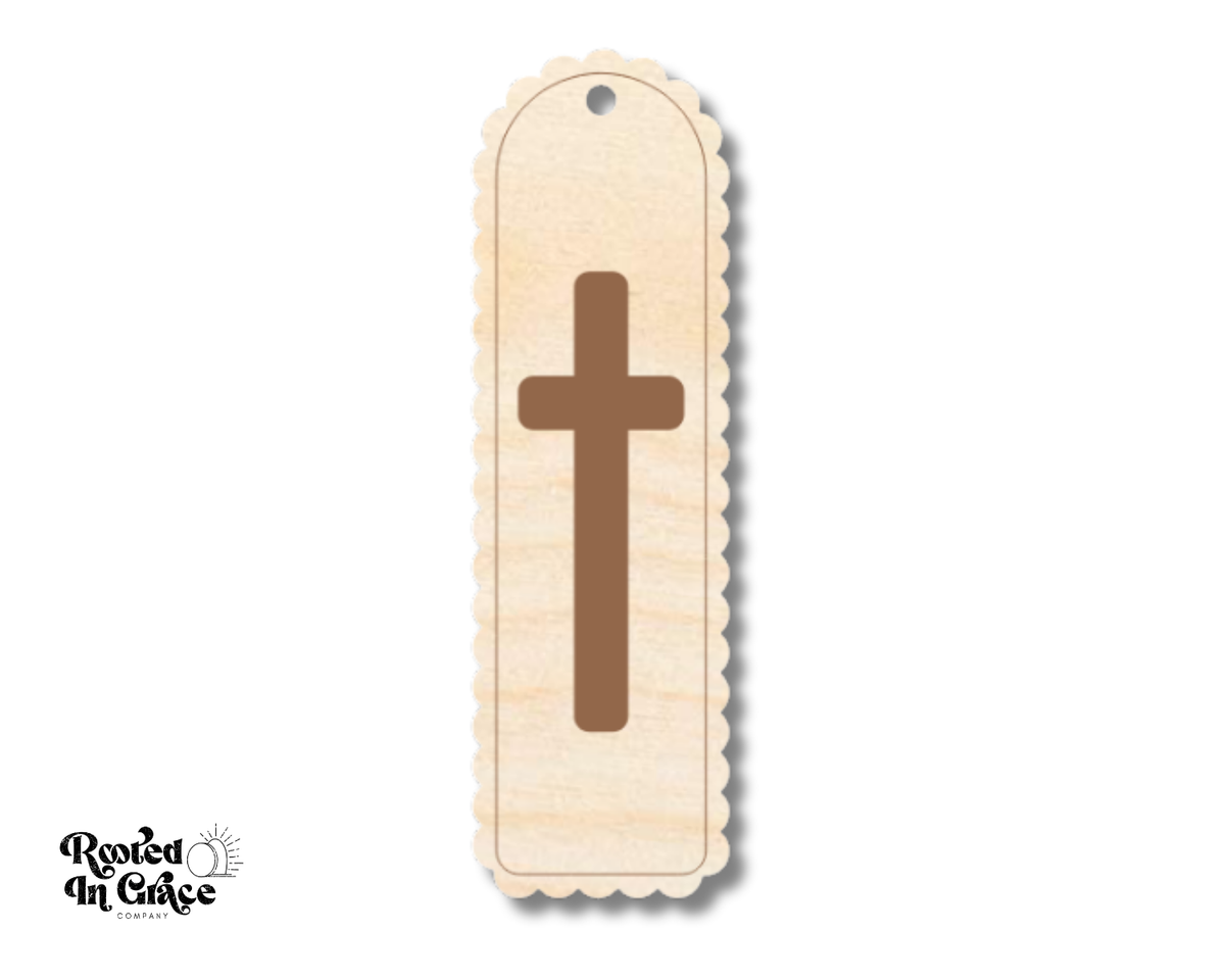 Unfinished Wood Cross Bookmark | Engraved | Rooted in Faith | up to 12" DIY