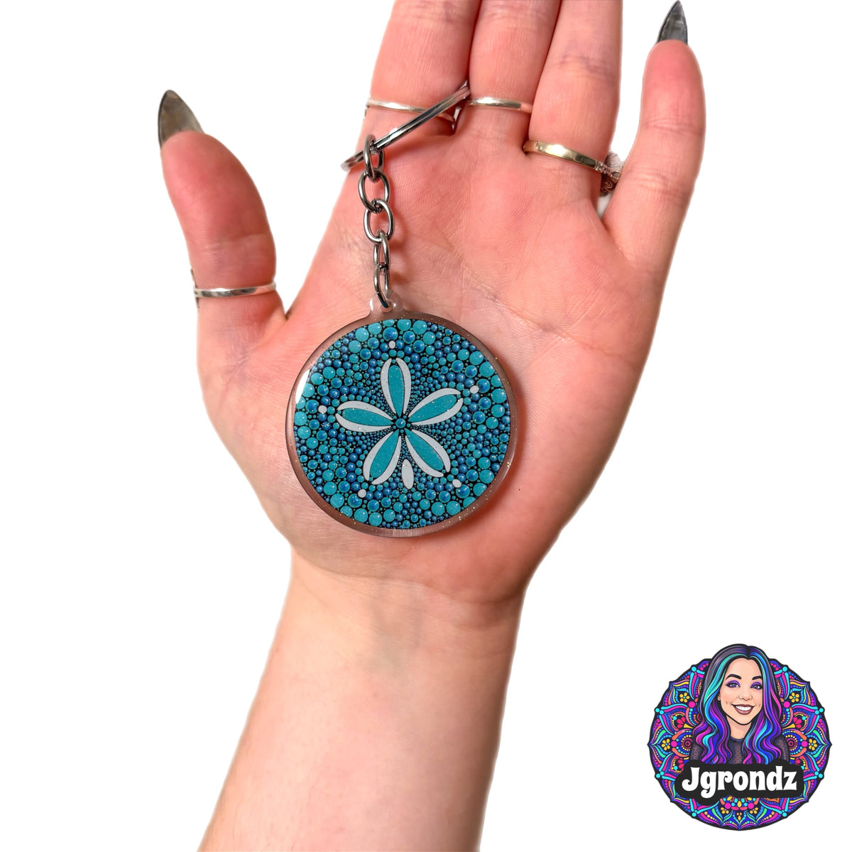 Double Sided Sand Dollar acrylic/epoxy printed keychain