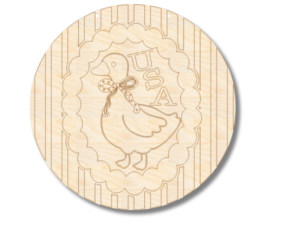 Unfinished Wood Etched USA Goose Door Sign | Paint By Line Crafts | up to 30" DIY