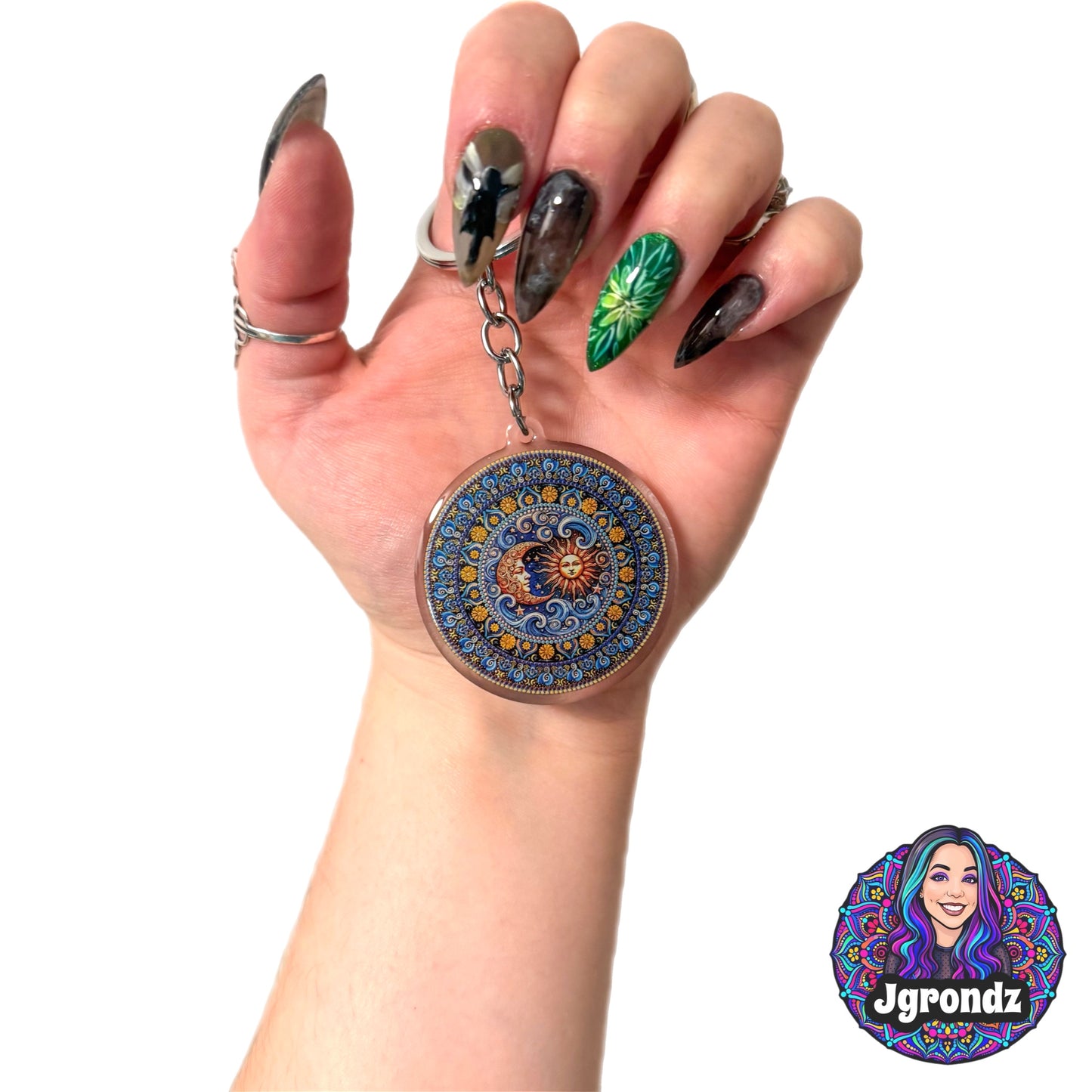 Double Sided Celestial acrylic/epoxy printed keychain