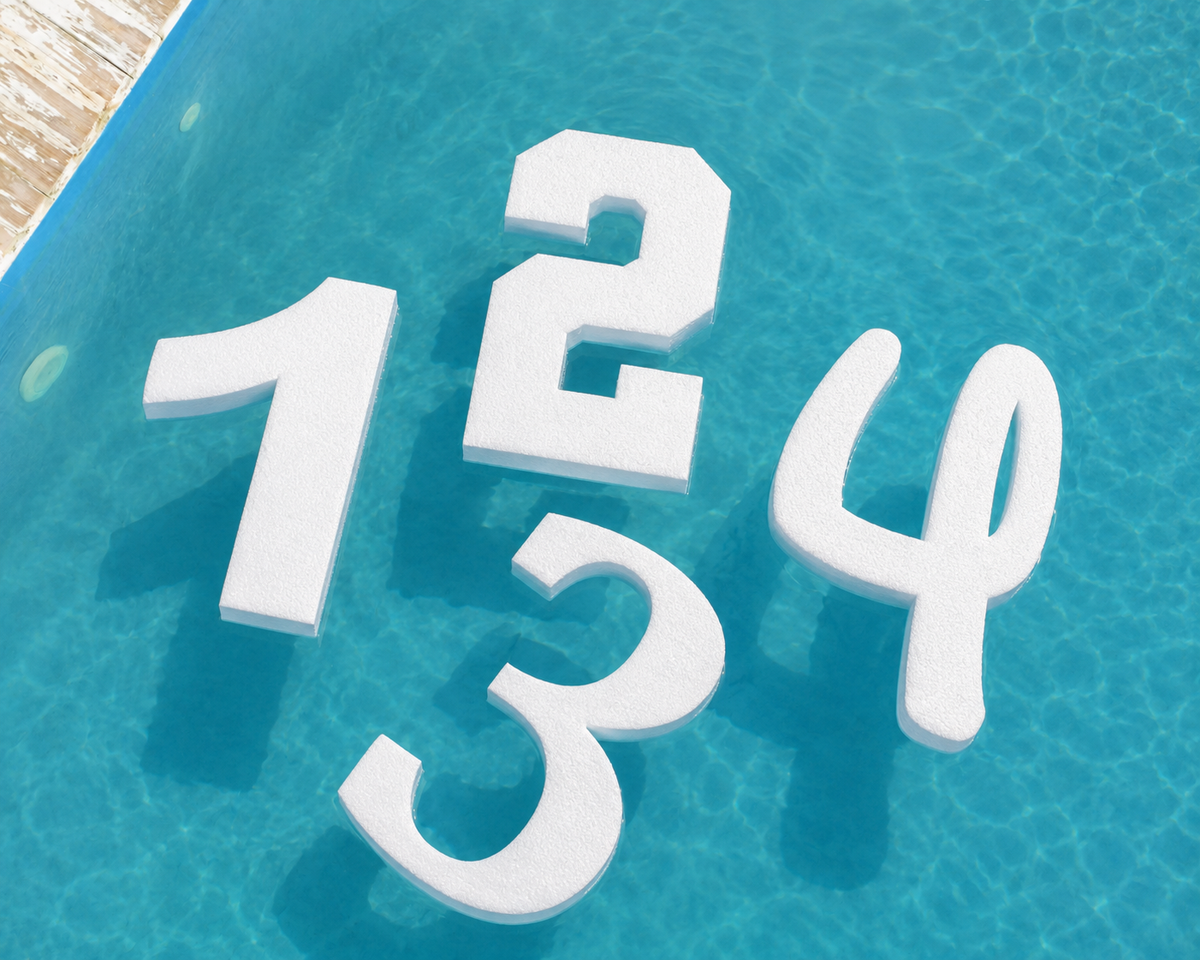 Custom Foam Numbers | Floating Pool Foam Cutouts | 10 Font Options Options | 2" Thick | up to 46"