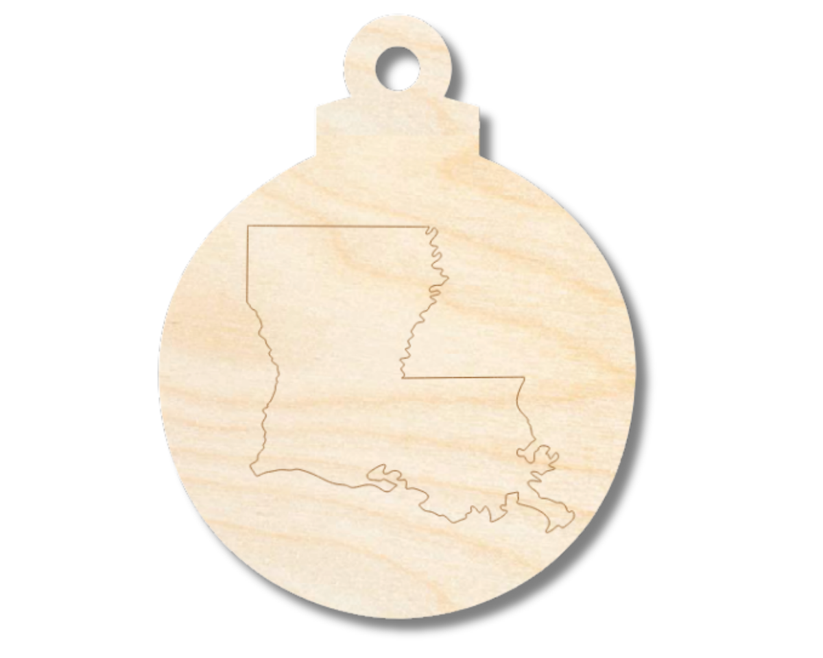 Unfinished Wood Etched Louisiana Ornament Shape | Paint By Line Crafts | up to 30" DIY