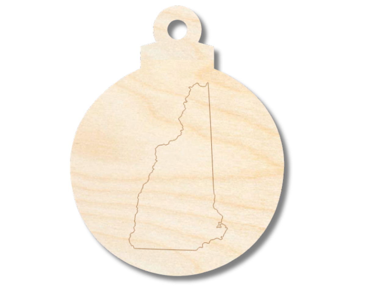 Unfinished Wood Etched New Hampshire Ornament Shape | Paint By Line Crafts | up to 30" DIY
