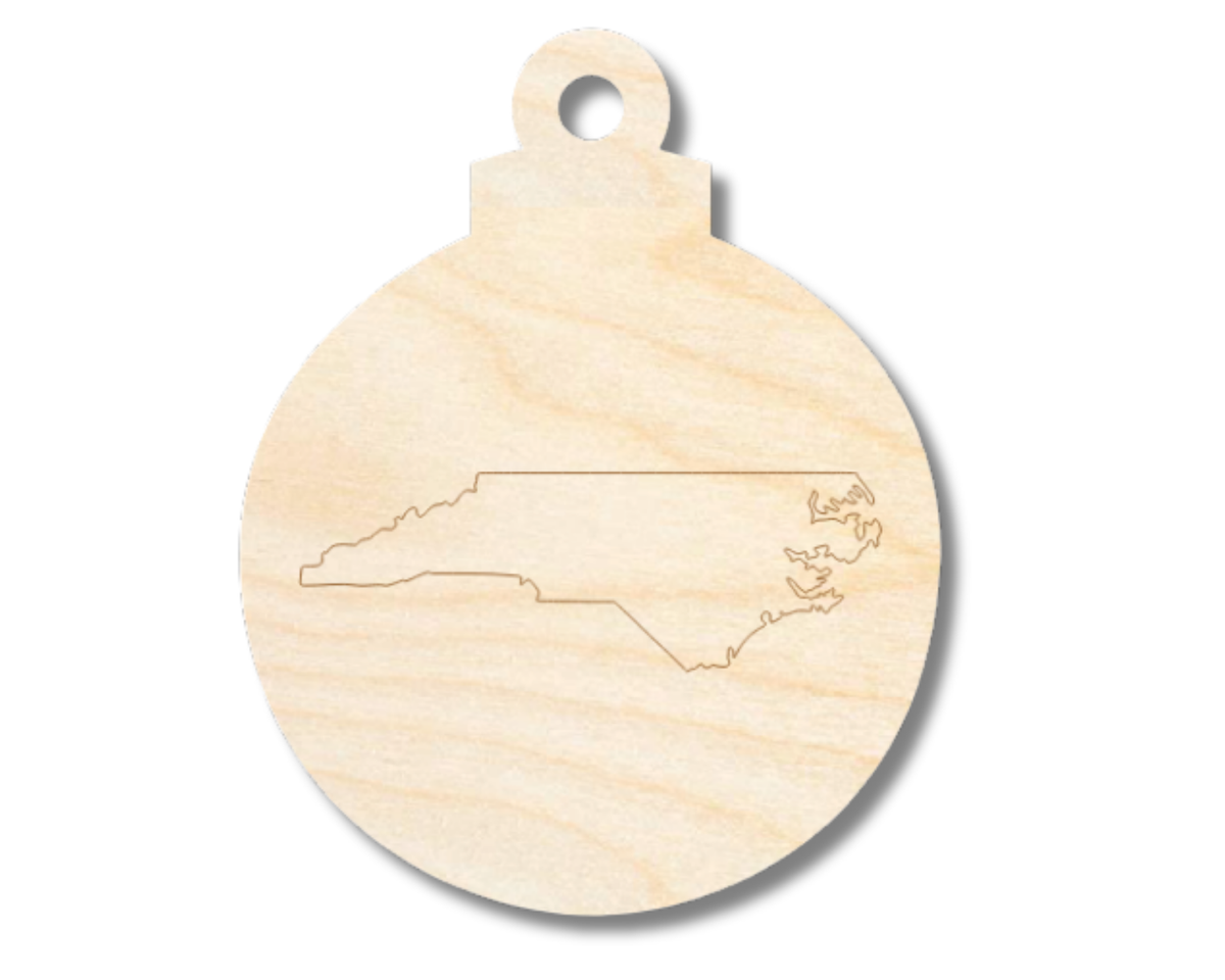 Unfinished Wood Etched North Carolina Ornament Shape | Paint By Line Crafts | up to 30" DIY