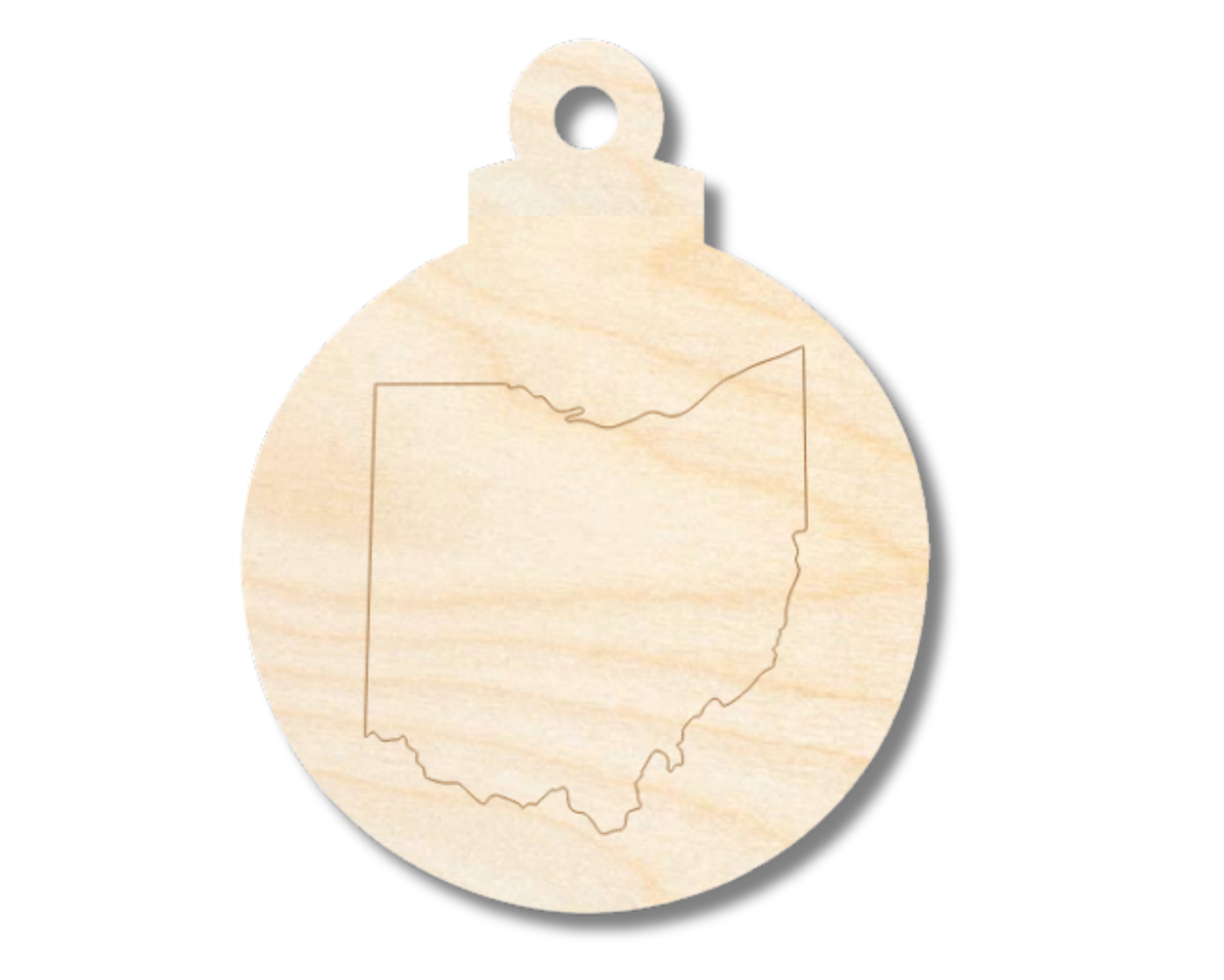 Unfinished Wood Etched Ohio Ornament Shape | Paint By Line Crafts | up to 30" DIY
