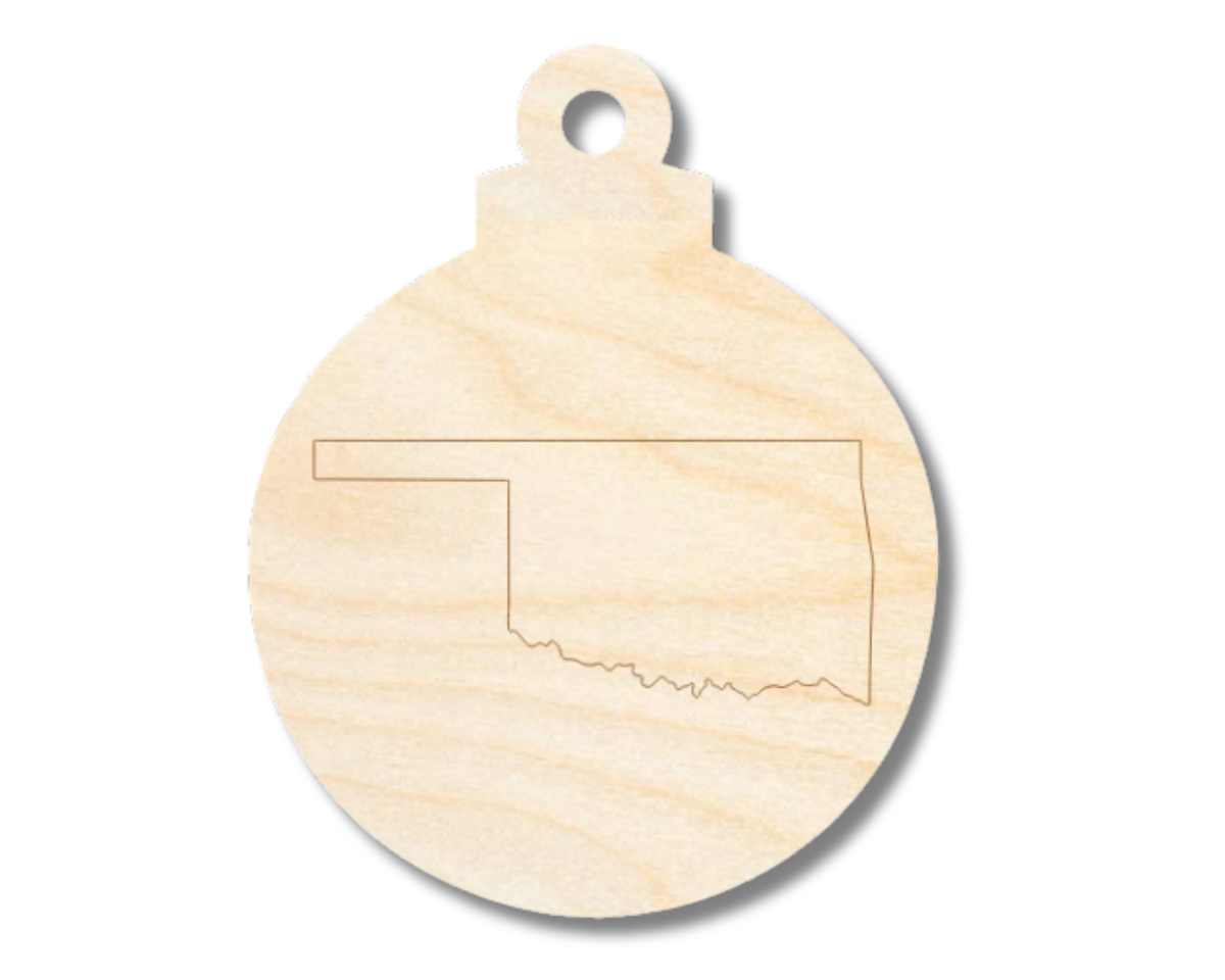 Unfinished Wood Etched Oklahoma Ornament Shape | Paint By Line Crafts | up to 30" DIY