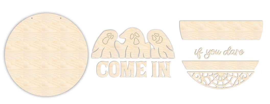 Unfinished Wood Come In If You Dare Door Sign Kit | Wood Craft Cutouts | 1/4" Thick |