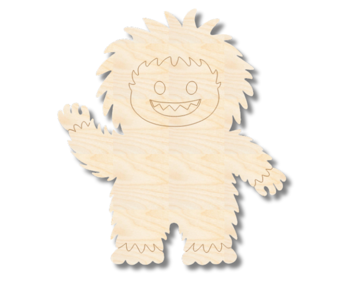 Unfinished Wood Etched Yeti Shape | Paint By Line Crafts | up to 30" DIY