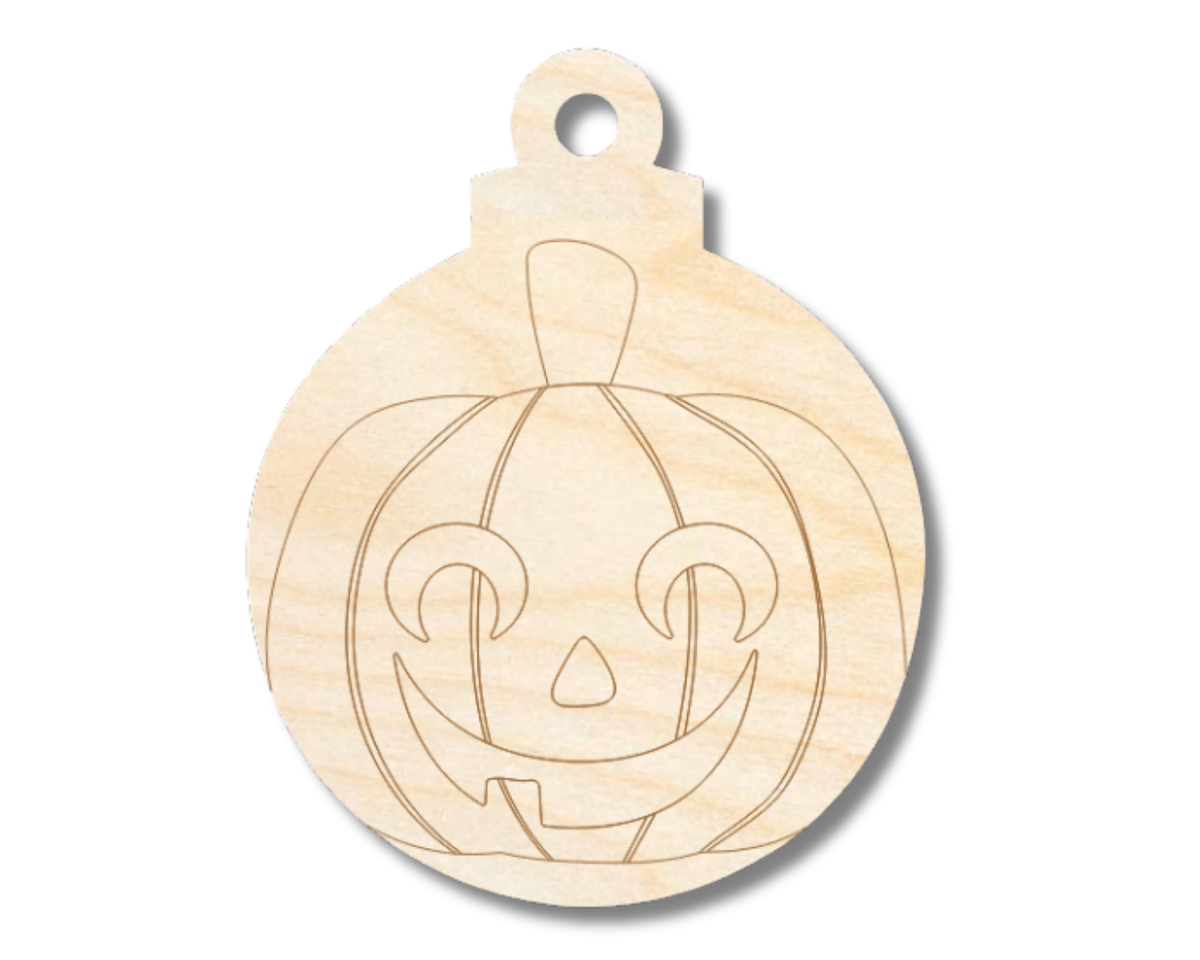 Unfinished Wood Etched Jack O Lantern Ornament Shape | Paint By Line Crafts | up to 30" DIY