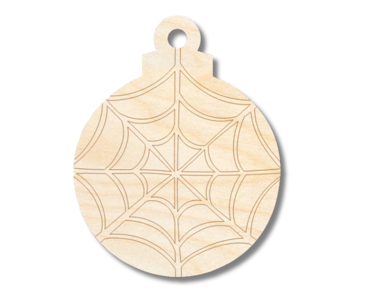 Unfinished Wood Etched Spiderweb Ornament Shape | Paint By Line Crafts | up to 30" DIY