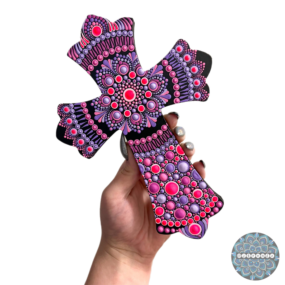 Painted Mandala Dot Art Wooden Cross Wall Decor