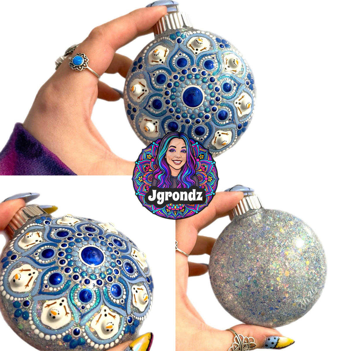 3” Melting Snowman Mandala Ornament