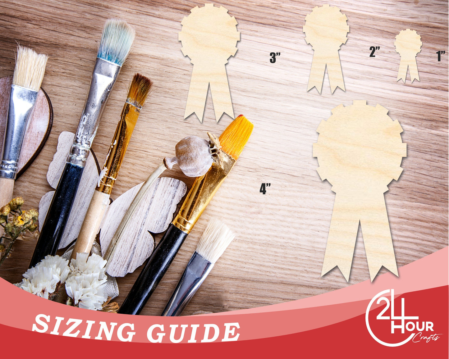 Unfinished Wood Award Ribbon Shape | DIY Craft Cutout | Up to 36"