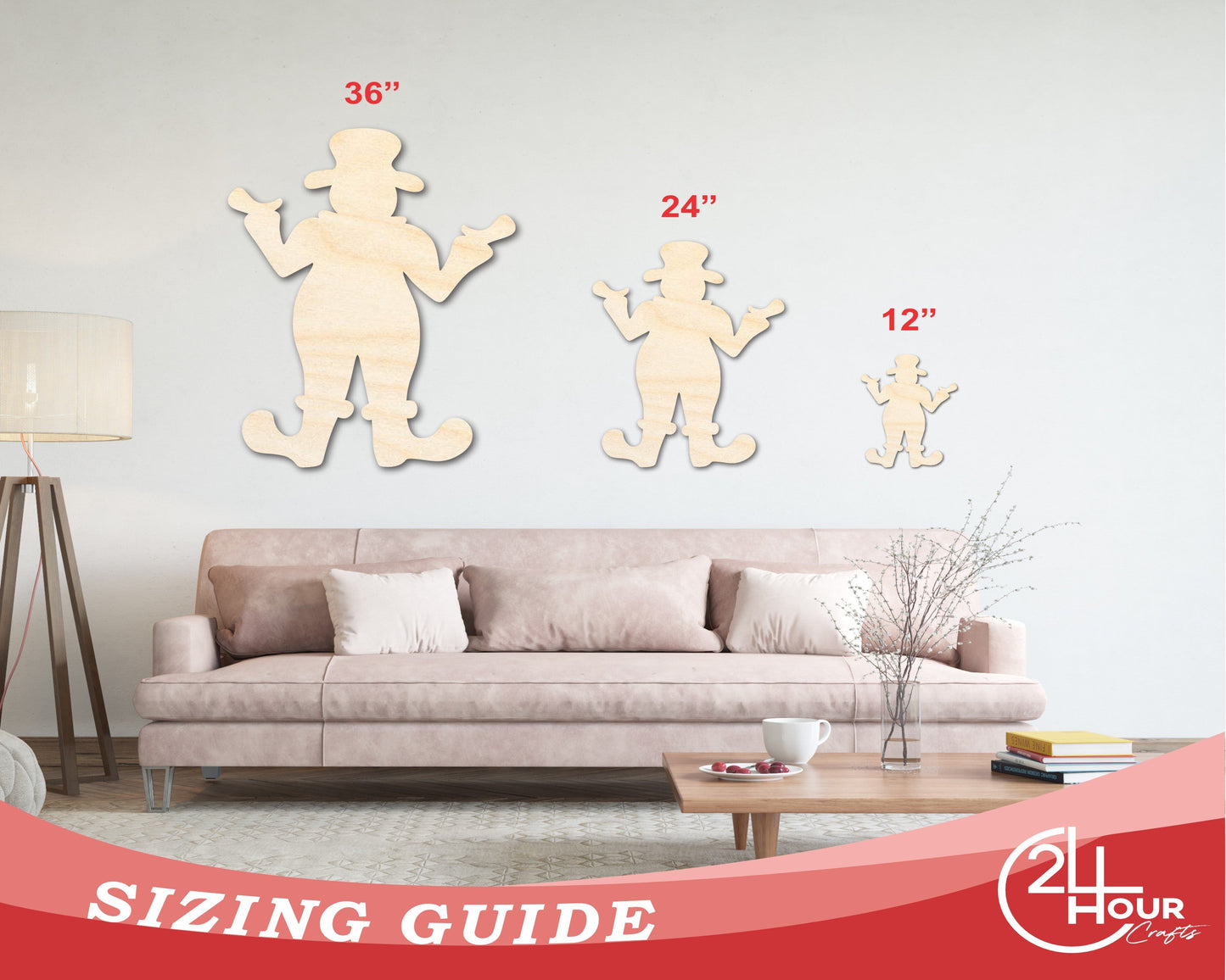 Unfinished Wood Clown Shape | Craft Cutout | up to 46" DIY