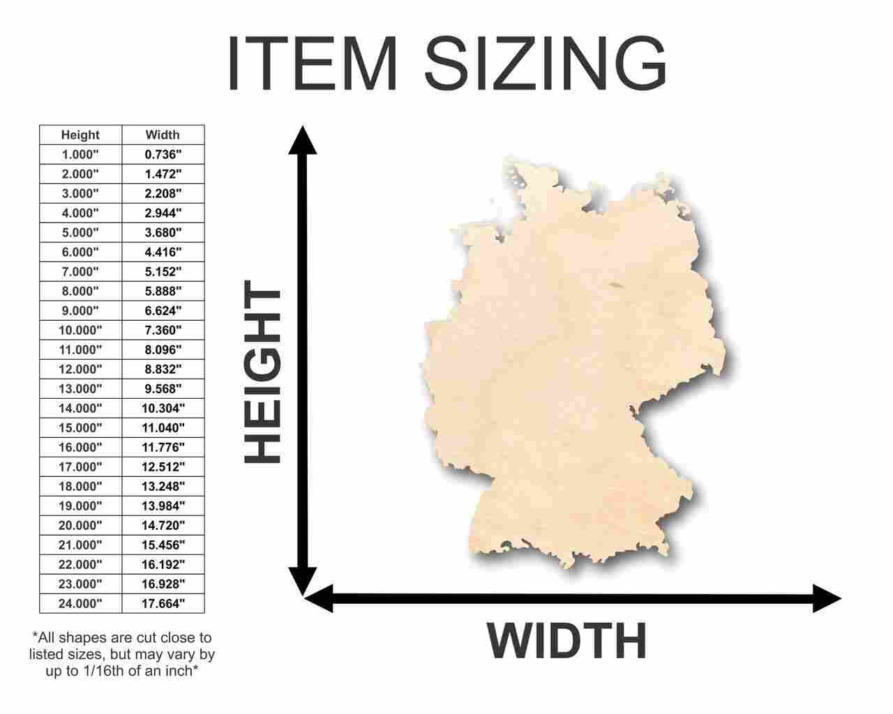 Unfinished Wood Germany Shape - Country - Craft - up to 46" DIY