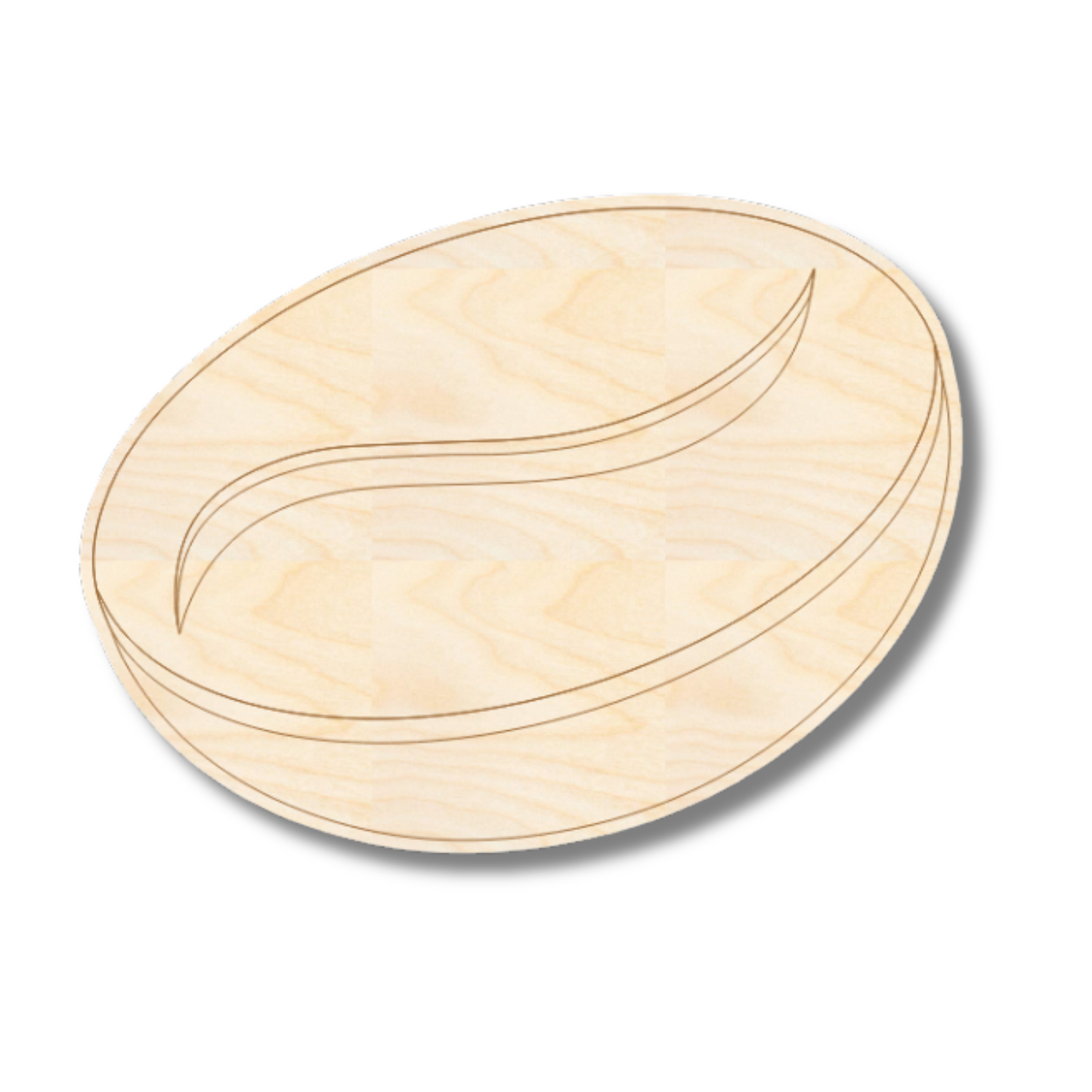 Unfinished Wood Etched Espresso Bean Shape | Paint By Line Crafts | up to 30" DIY