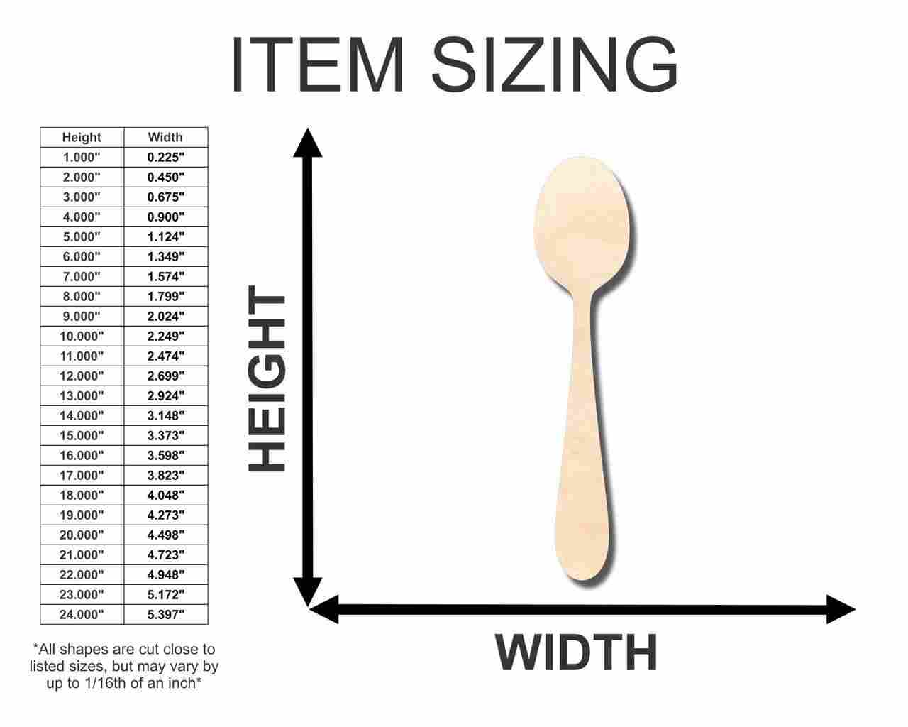 Unfinished Wood Spoon Shape - Kitchen - Craft - up to 46" DIY