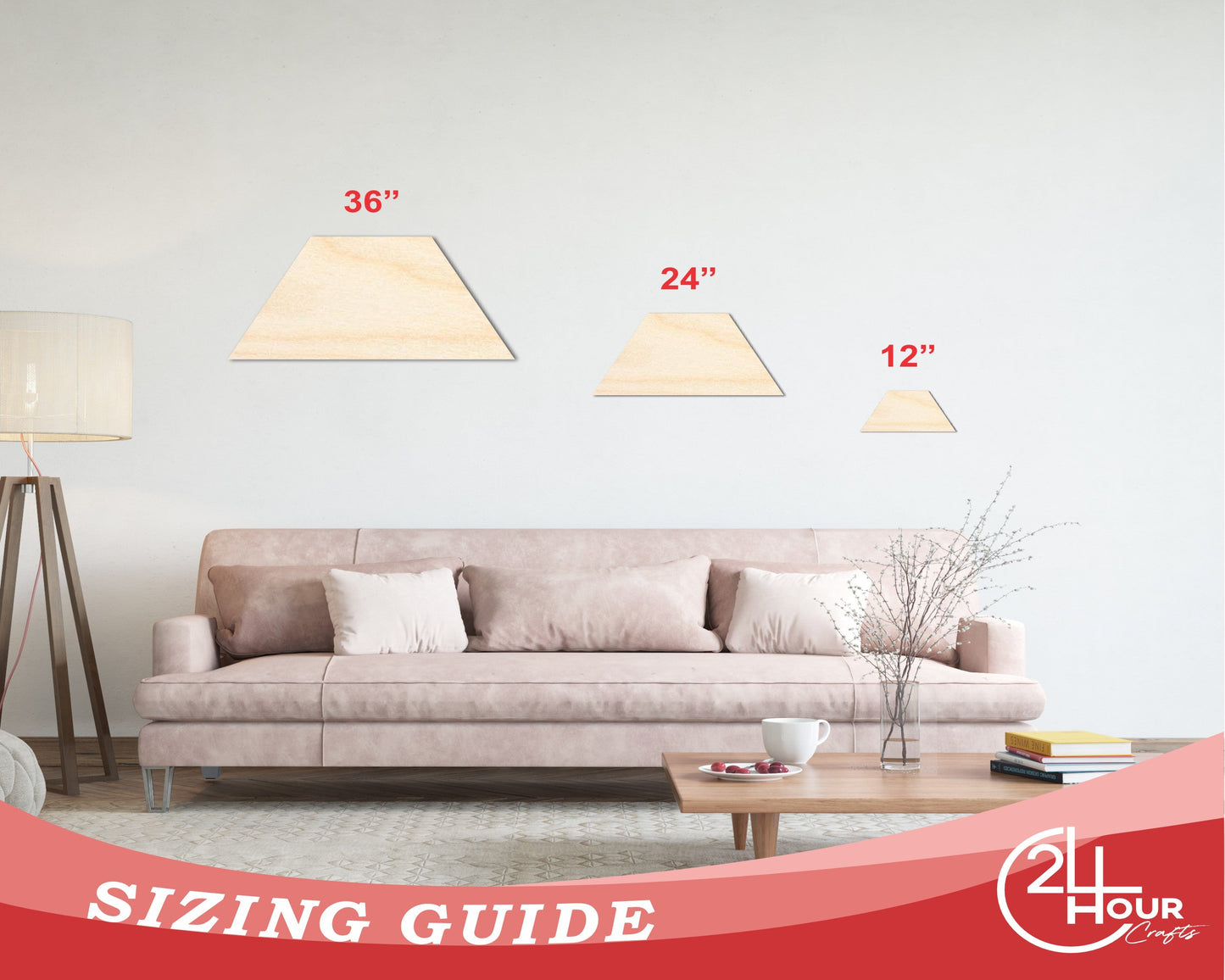 Unfinished Wood Trapezoid Shape - Craft - up to 46" DIY