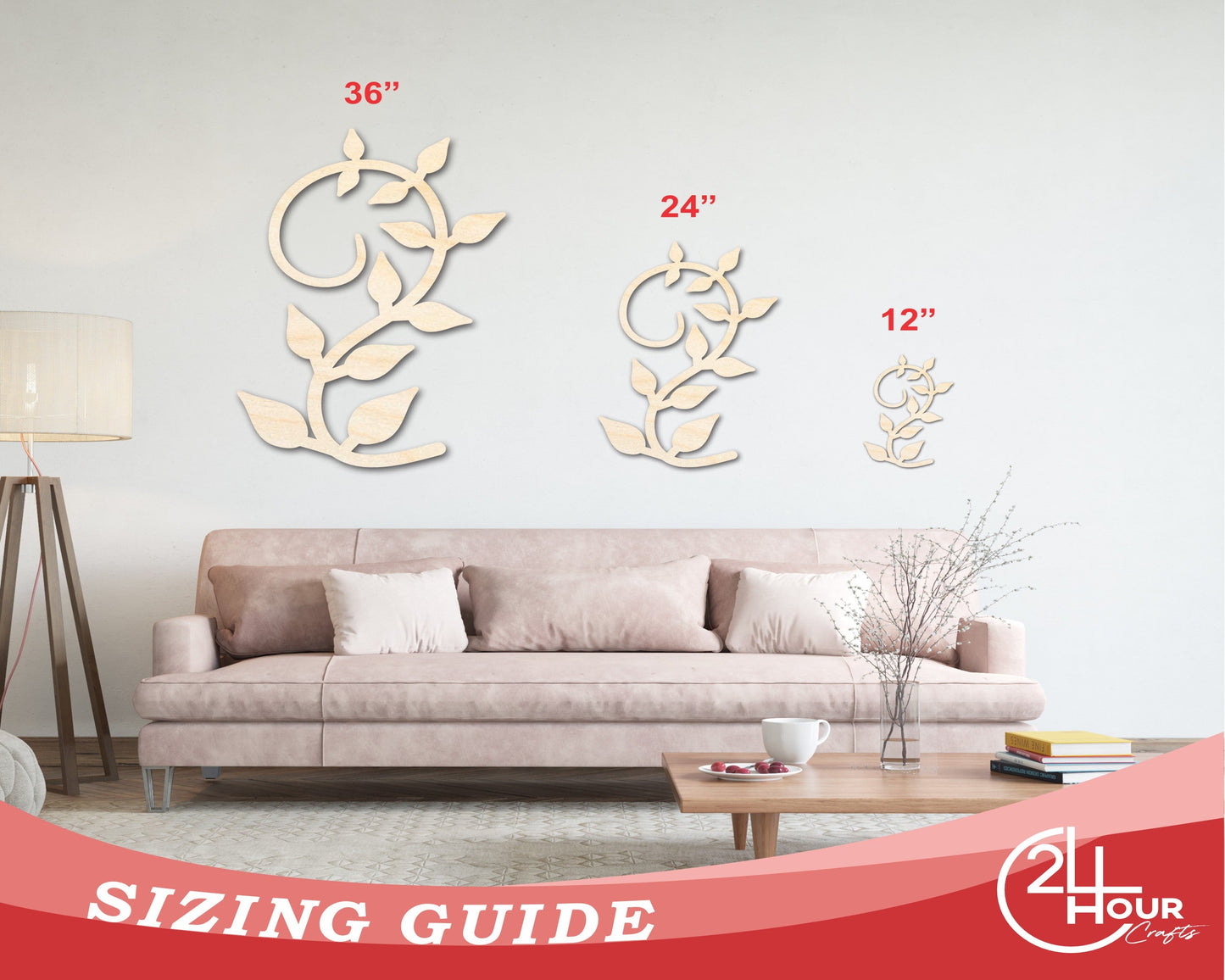 Unfinished Wood Vine Shape - Plant Craft - up to 46" DIY