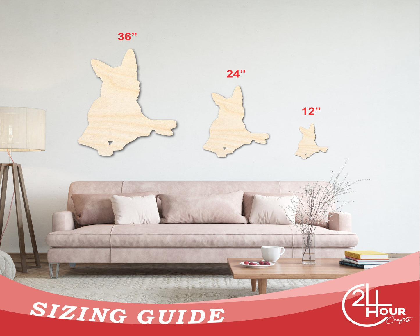Unfinished Wood Dog Shape - up to 46"
