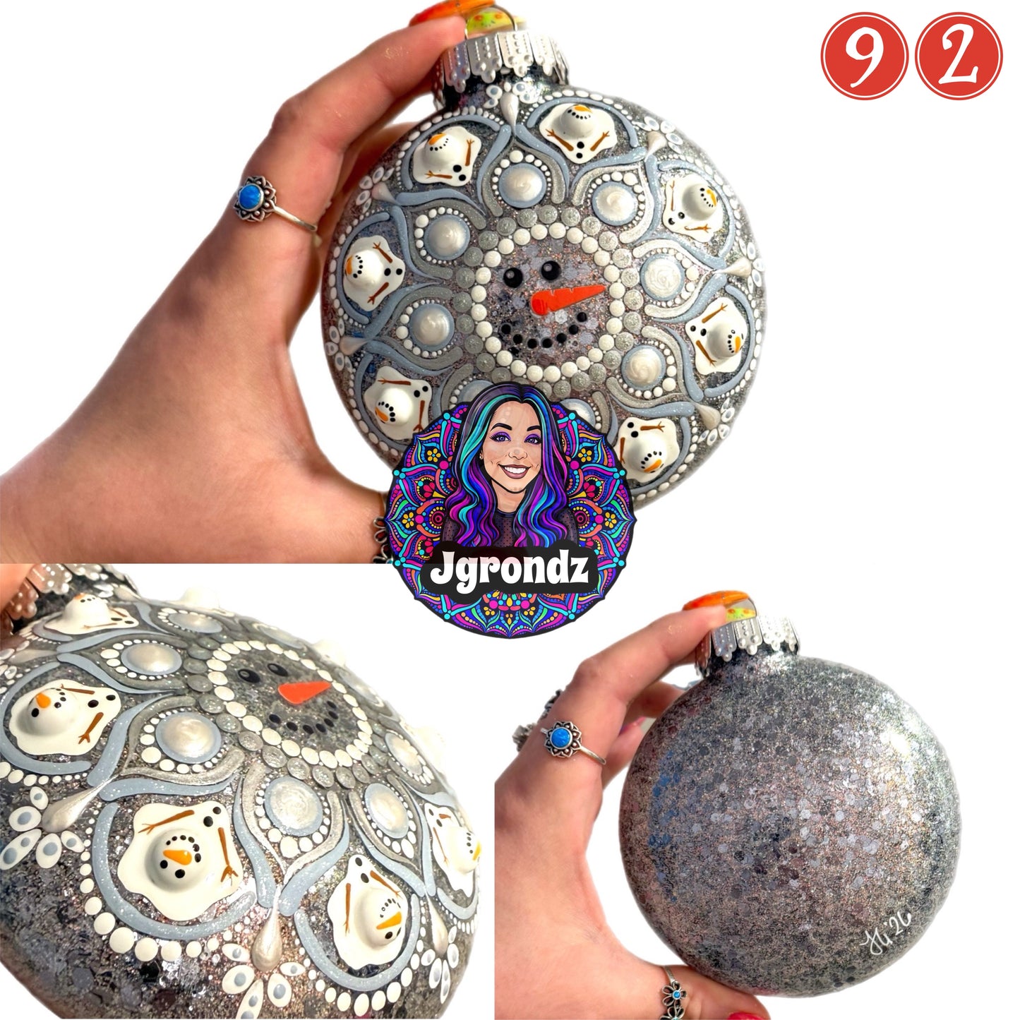 4” Melting Snowman Mandala Ornament