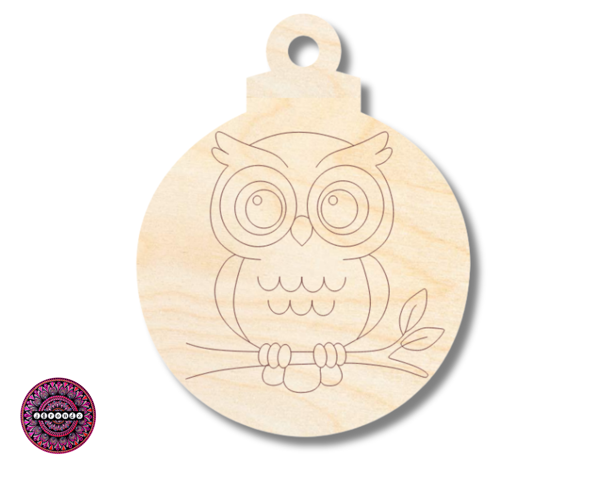 Unfinished Wood Etched Owl Ornament Shape | JGrondz | Paint By Line Crafts | up to 30" DIY