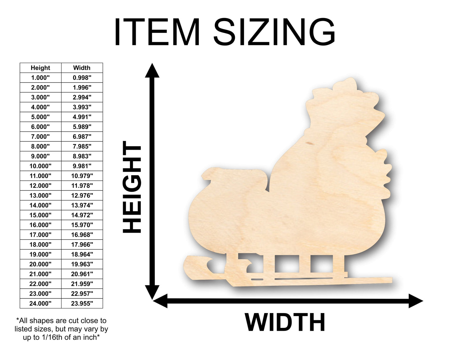 Unfinished Wood Santa Sleigh Shape - Christmas - Craft - up to 46" DIY