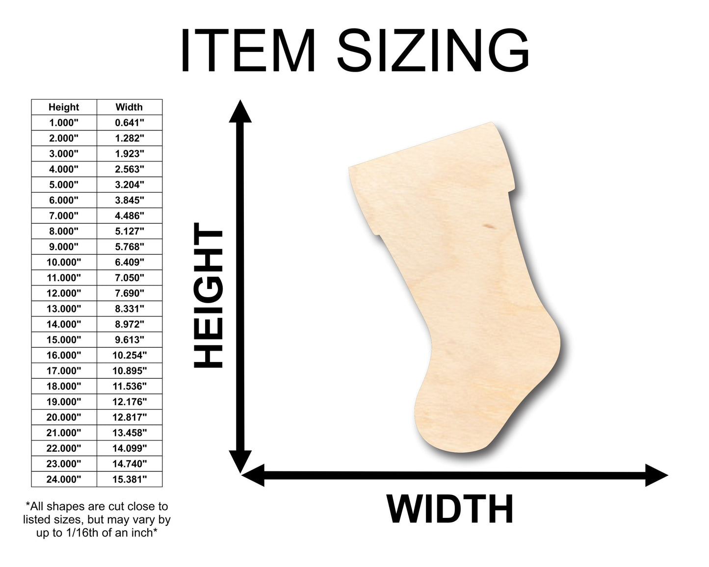 Unfinished Wood Christmas Stocking Shape - Craft - up to 46" DIY