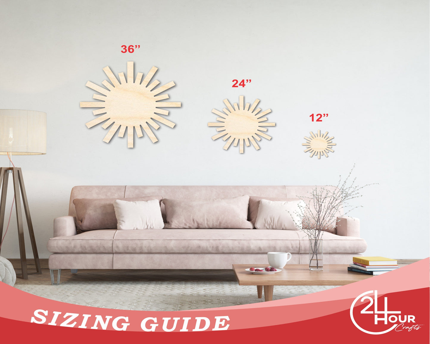 Unfinished Wood Paper Sun Shape | Summer Craft Cutout | up to 46" DIY