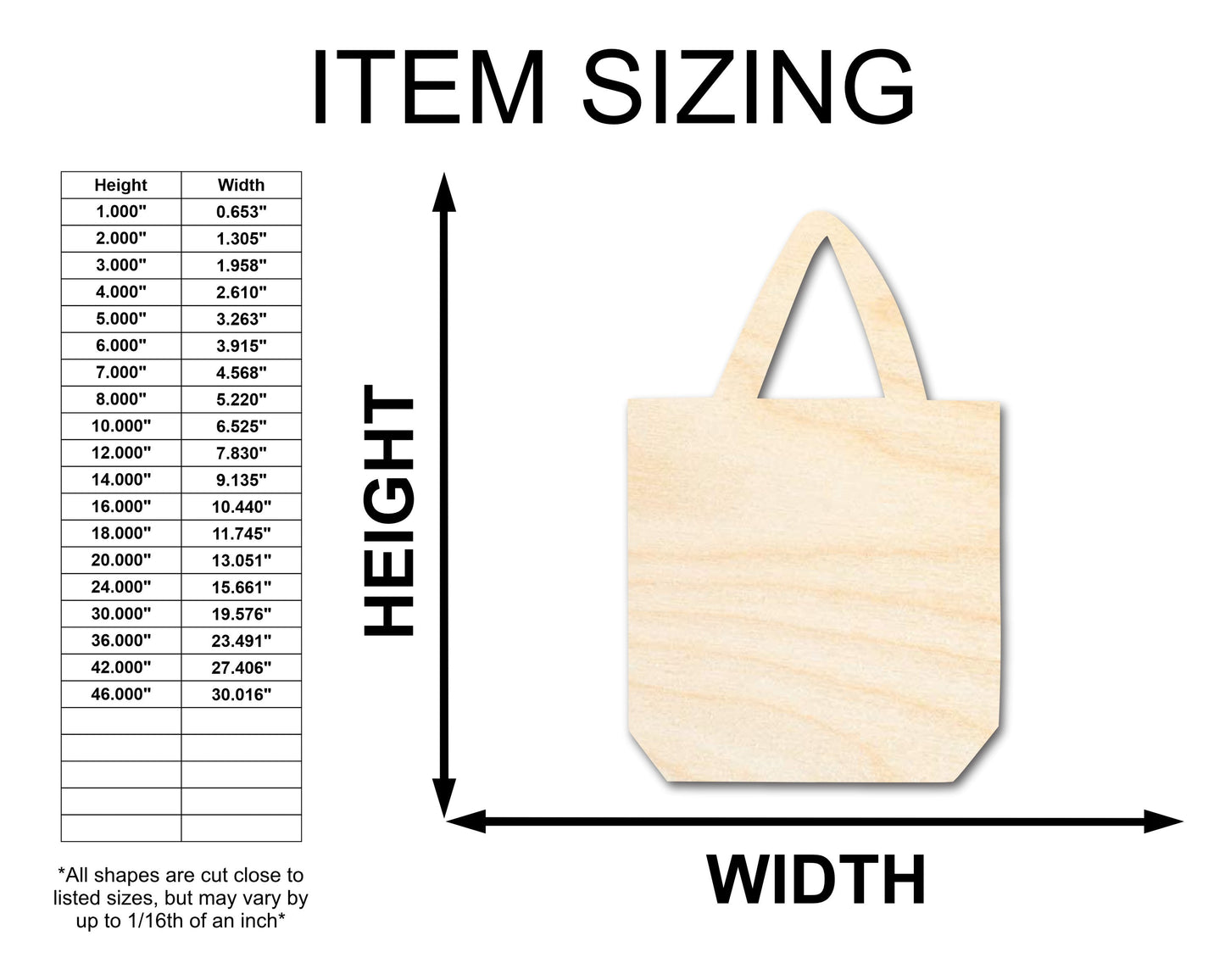Unfinished Wood Shopping Bag Shape | Craft Cutout | up to 46" DIY