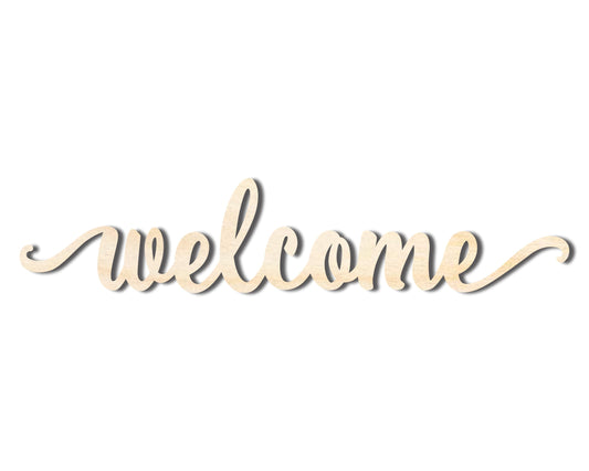 Unfinished Wood Welcome Script Shape - Word Craft - up to 46"