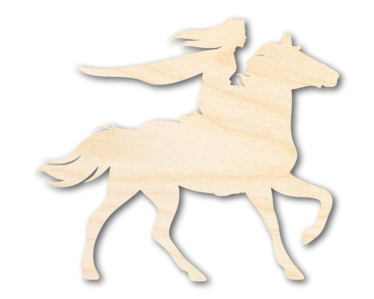 Unfinished Wood Fairytale Horse and Rider Shape - Craft - up to 46"