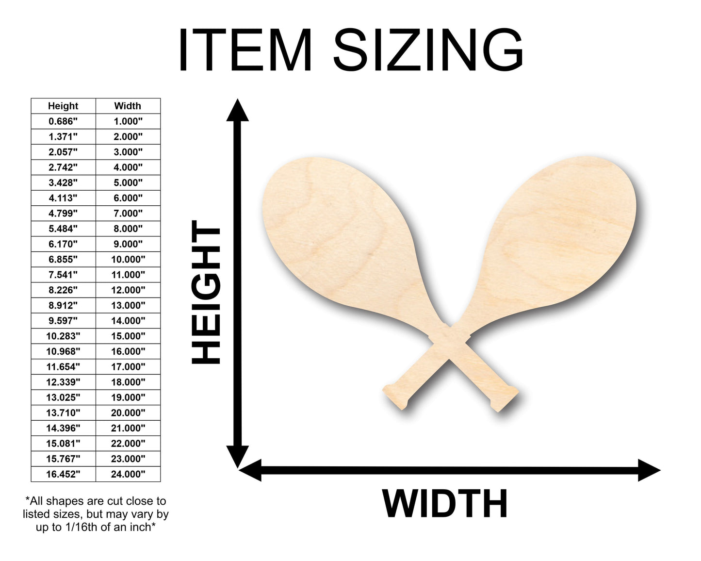 Unfinished Wood Crossed Tennis Rackets Shape - Craft - up to 46" DIY