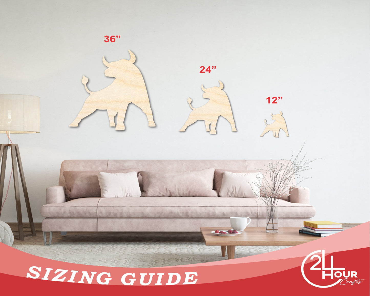 Unfinished Wood Taurus Bull Shape - Zodiac Craft - up to 46"