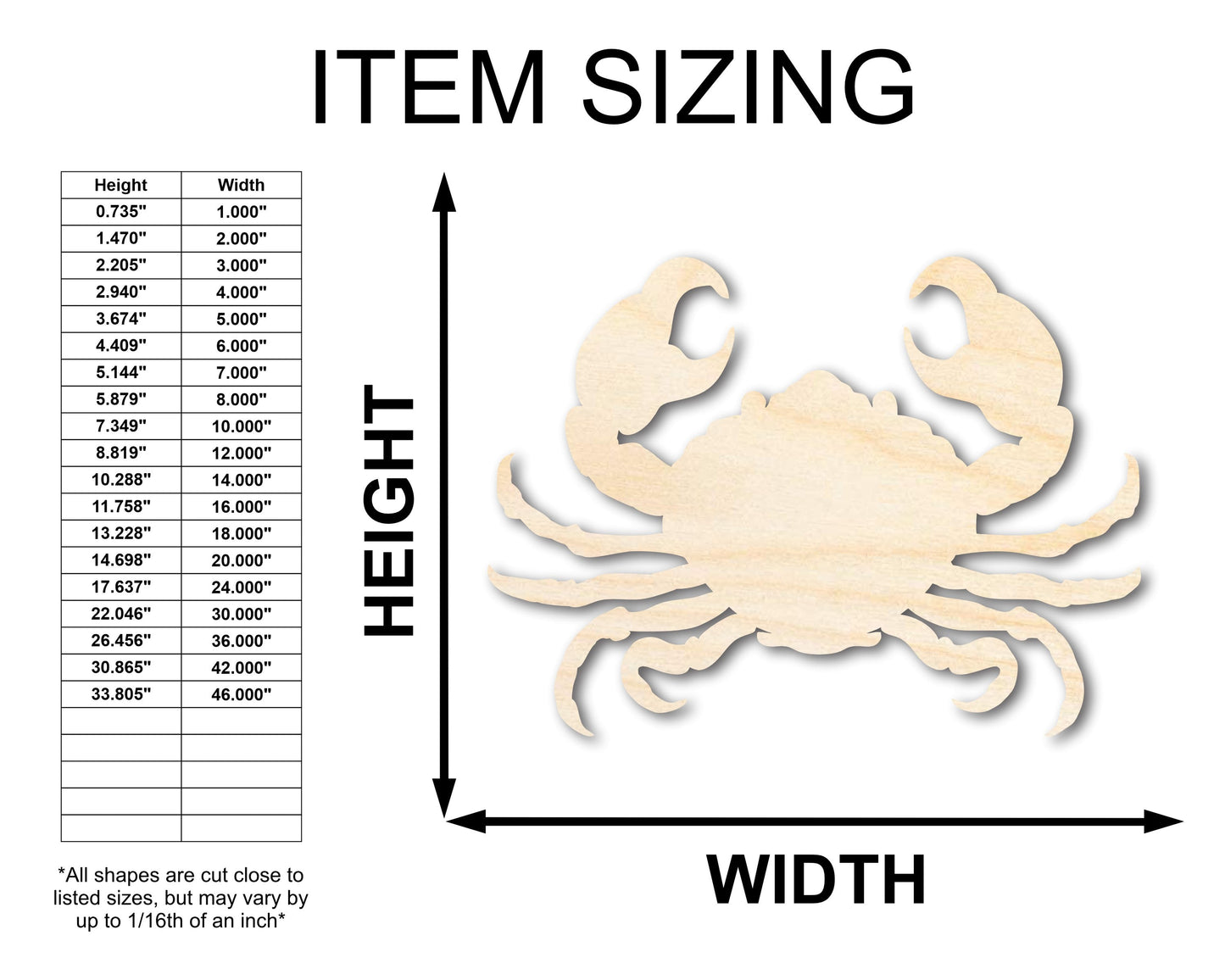 Unfinished Wood Cancer Crab Shape - Zodiac Craft - up to 46"