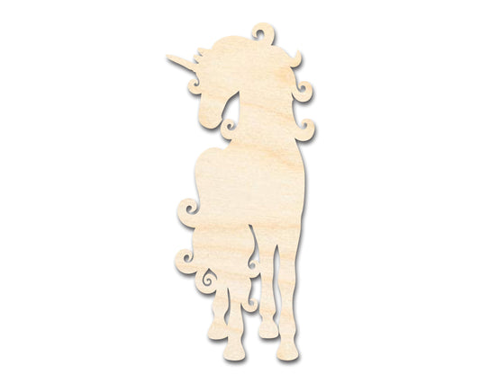 Unfinished Wood Swirly Unicorn Silhouette | DIY Mythical Craft Cutout | up to 46" DIY