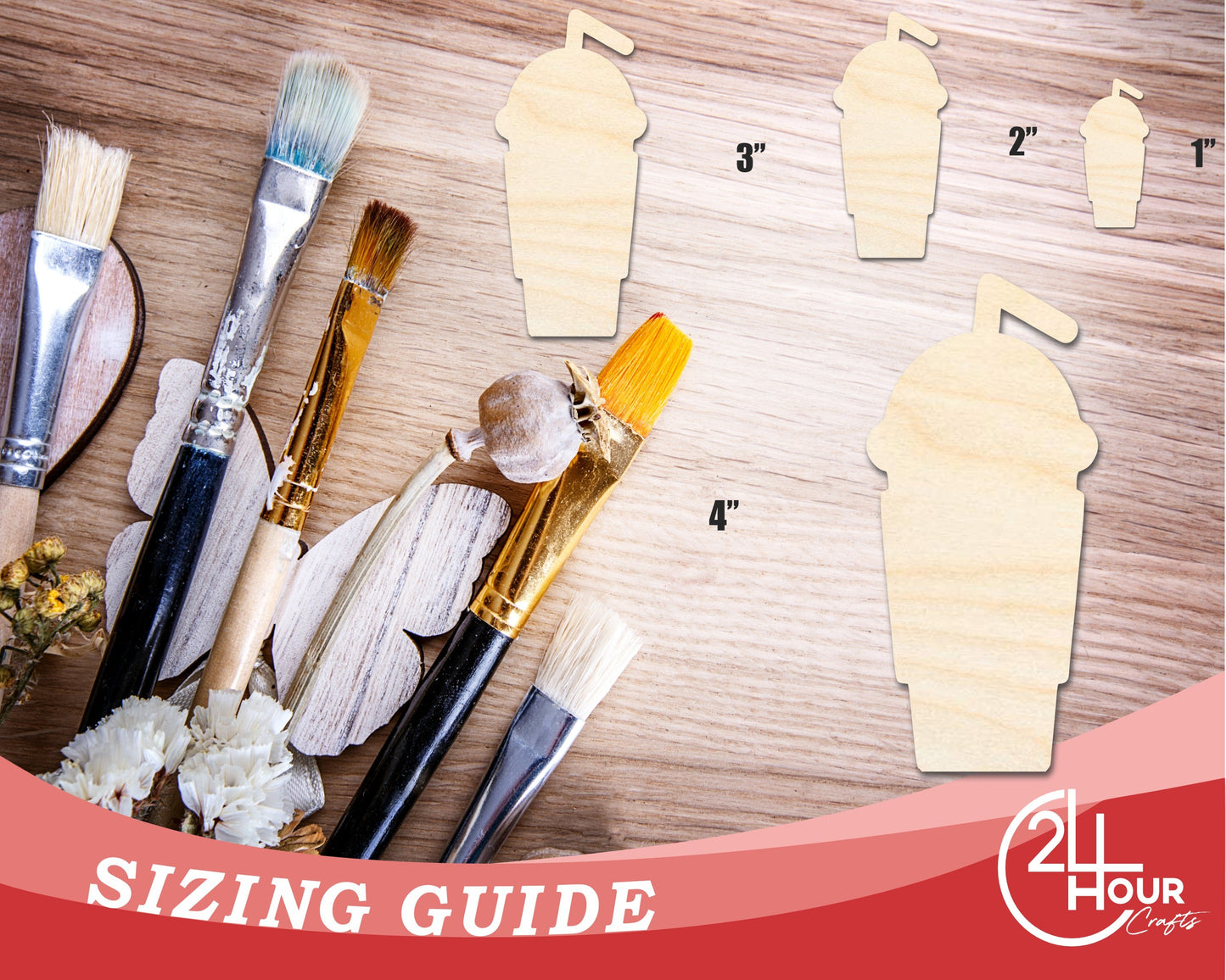 Unfinished Frappuccino Silhouette | DIY Craft Cutout | up to 46" DIY