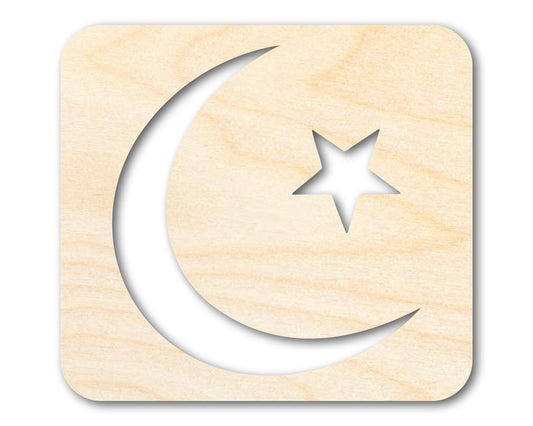 Unfinished Wood Islam Symbol Shape | DIY Craft Cutout | up to 46" DIY