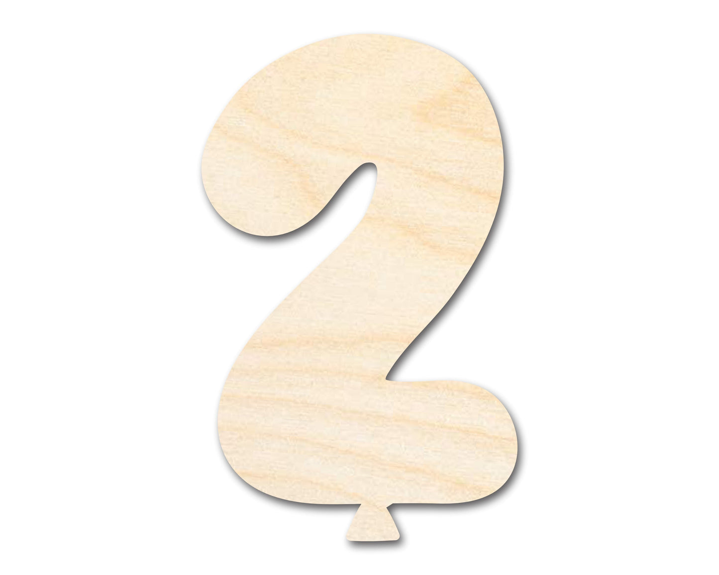 Unfinished Wood Balloon Number 2 Shape | DIY Craft Cutout | up to 46" DIY